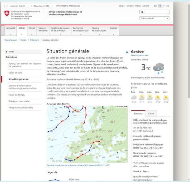 situation générale météo suisse